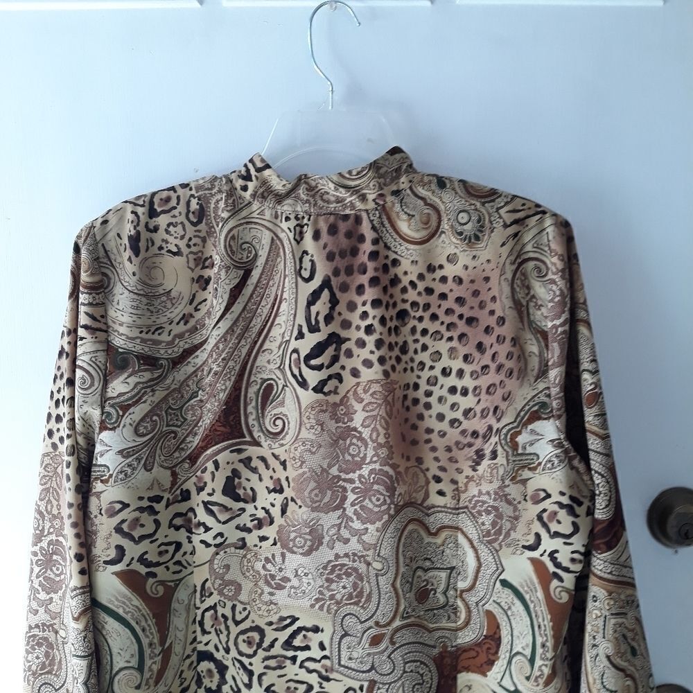 Vintage BFA Classic Plus Paisley Animal Print Long Sleeve Open Blazer Si… - Picture 12 of 15